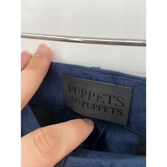 Puppets and Puppets Navy Blue Black Teapot Wide Leg Skant Trouser Pant 4 NWT - Picture 6 of 11